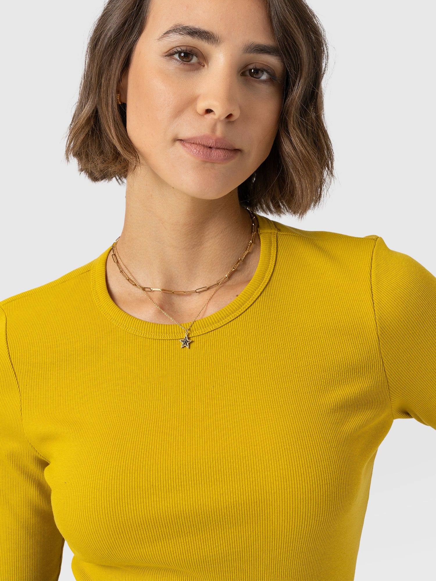 Ribbed Long Sleeve Tee - Mustard - Women's T-shirts | Saint + Sofia® EU