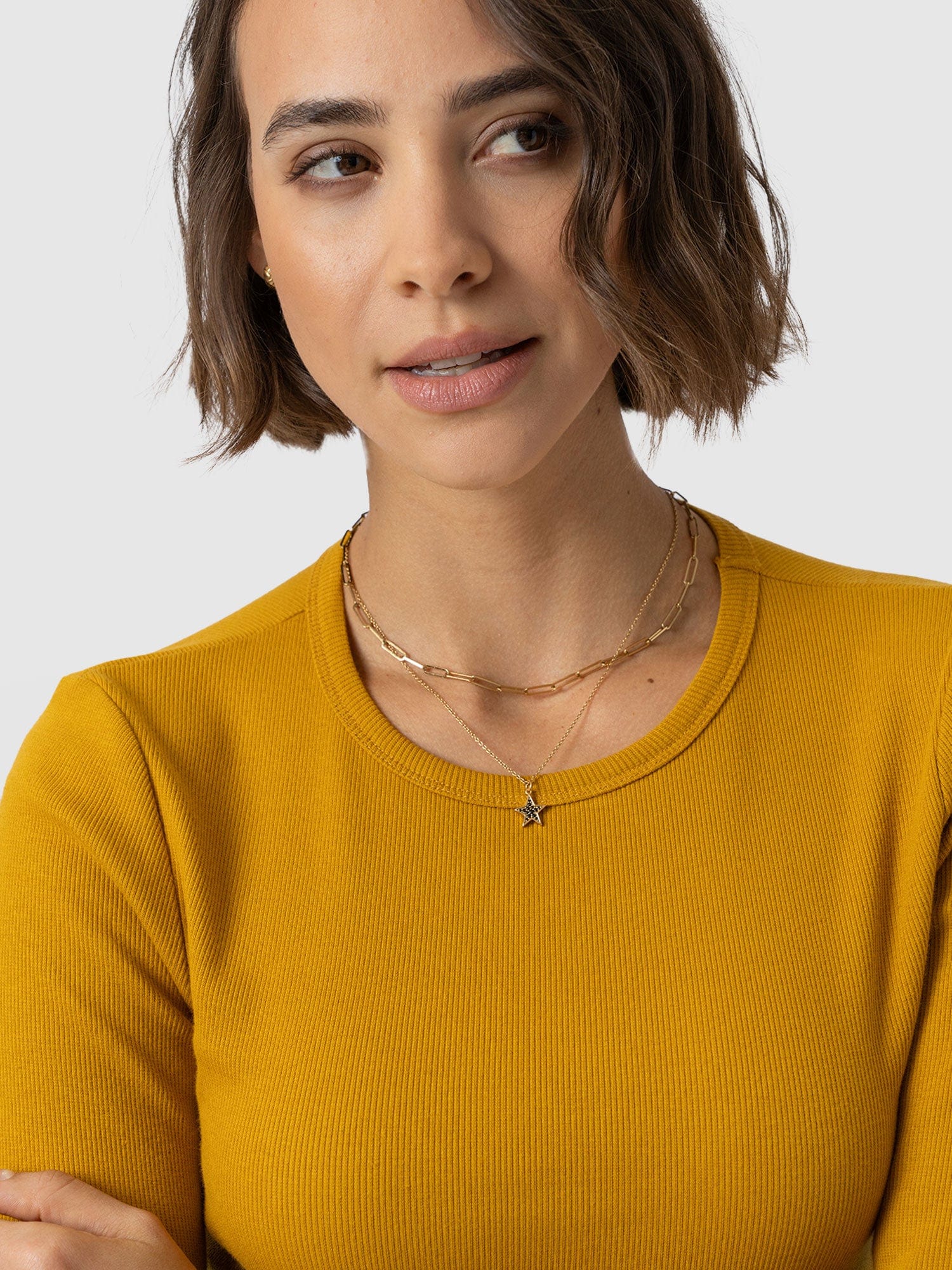 Ribbed Long Sleeve Tee - Ochre - Women's T-shirts | Saint + Sofia® EU