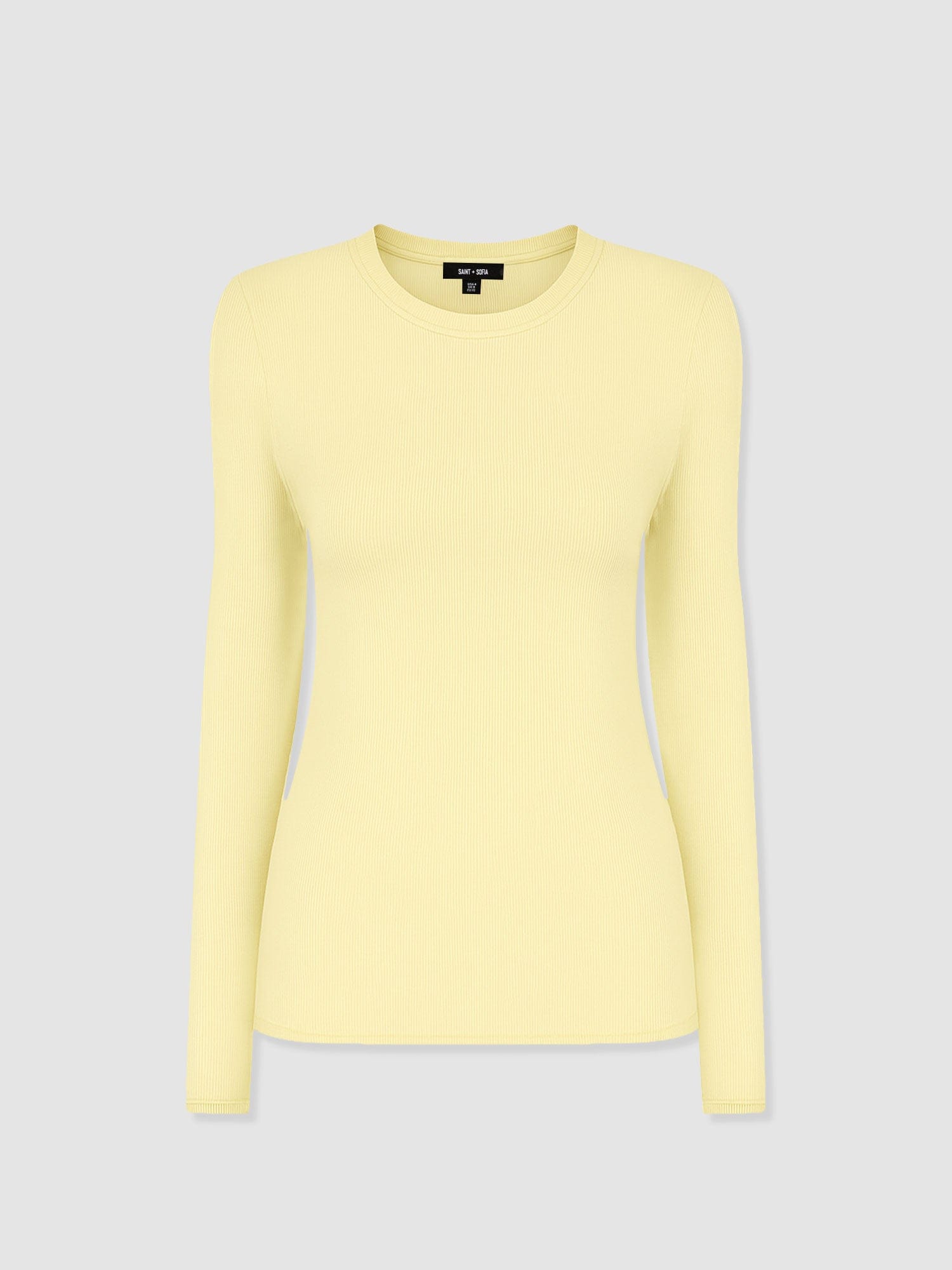 Ribbed Long Sleeve Tee - Pale Yellow - Women's T-shirts | Saint + Sofia® EU