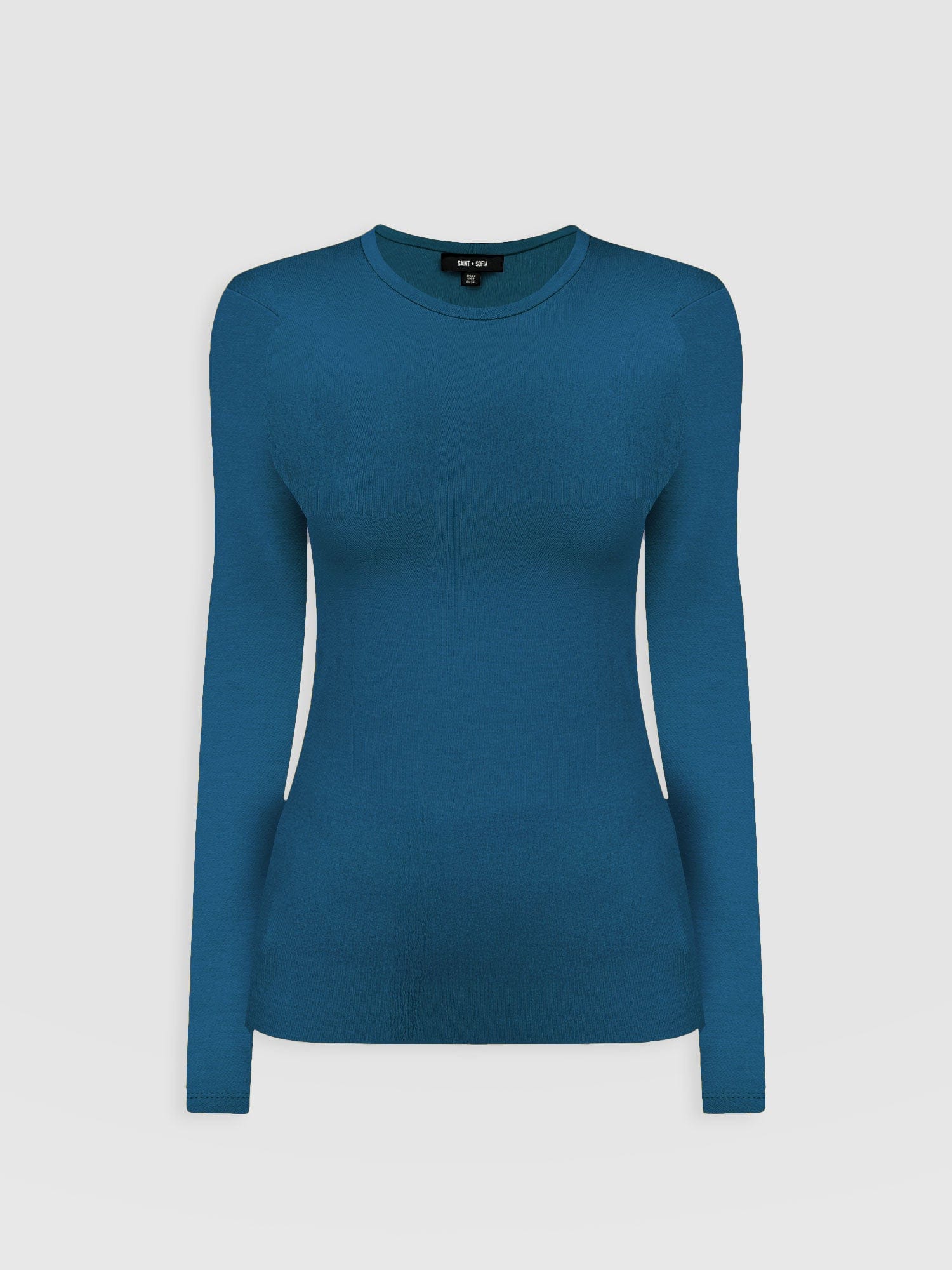 Ribbed Long Sleeve Tee - Teal - Women's T-shirts | Saint + Sofia® EU