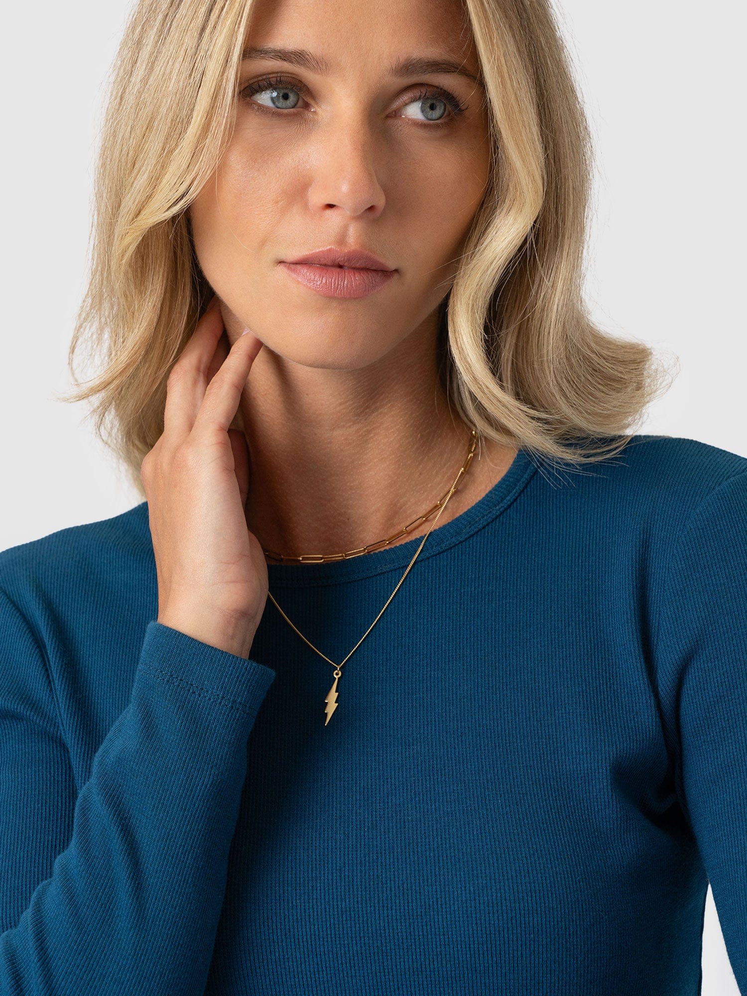 Ribbed Long Sleeve Tee - Teal - Women's T-shirts | Saint + Sofia® EU