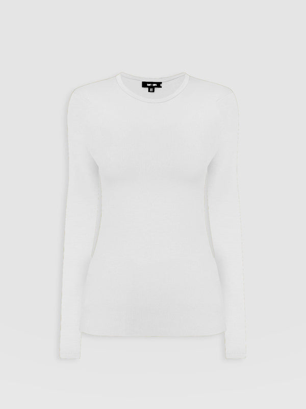 Ribbed Long Sleeve Tee - White - Women's T-shirts | Saint + Sofia® EU