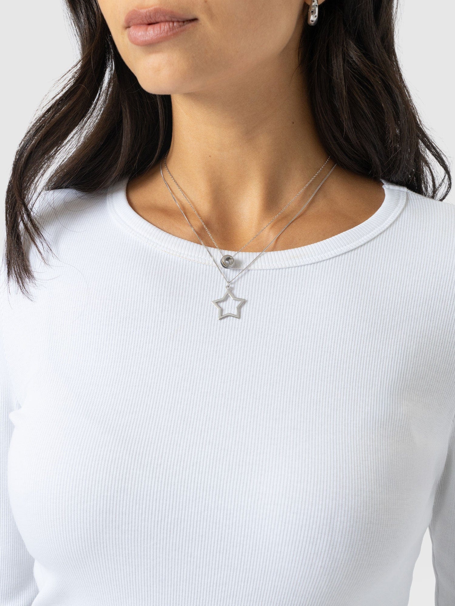 Ribbed Long Sleeve Tee - White - Women's T-shirts | Saint + Sofia® EU