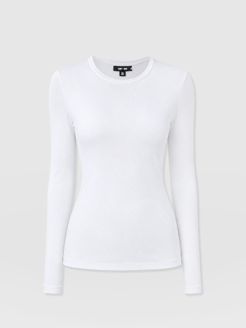 Ribbed Long Sleeve Tee - White