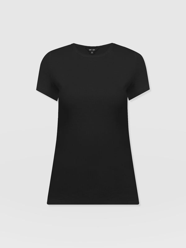 Ribbed Short Sleeve Tee - Black - Women's T-shirts | Saint + Sofia? EU