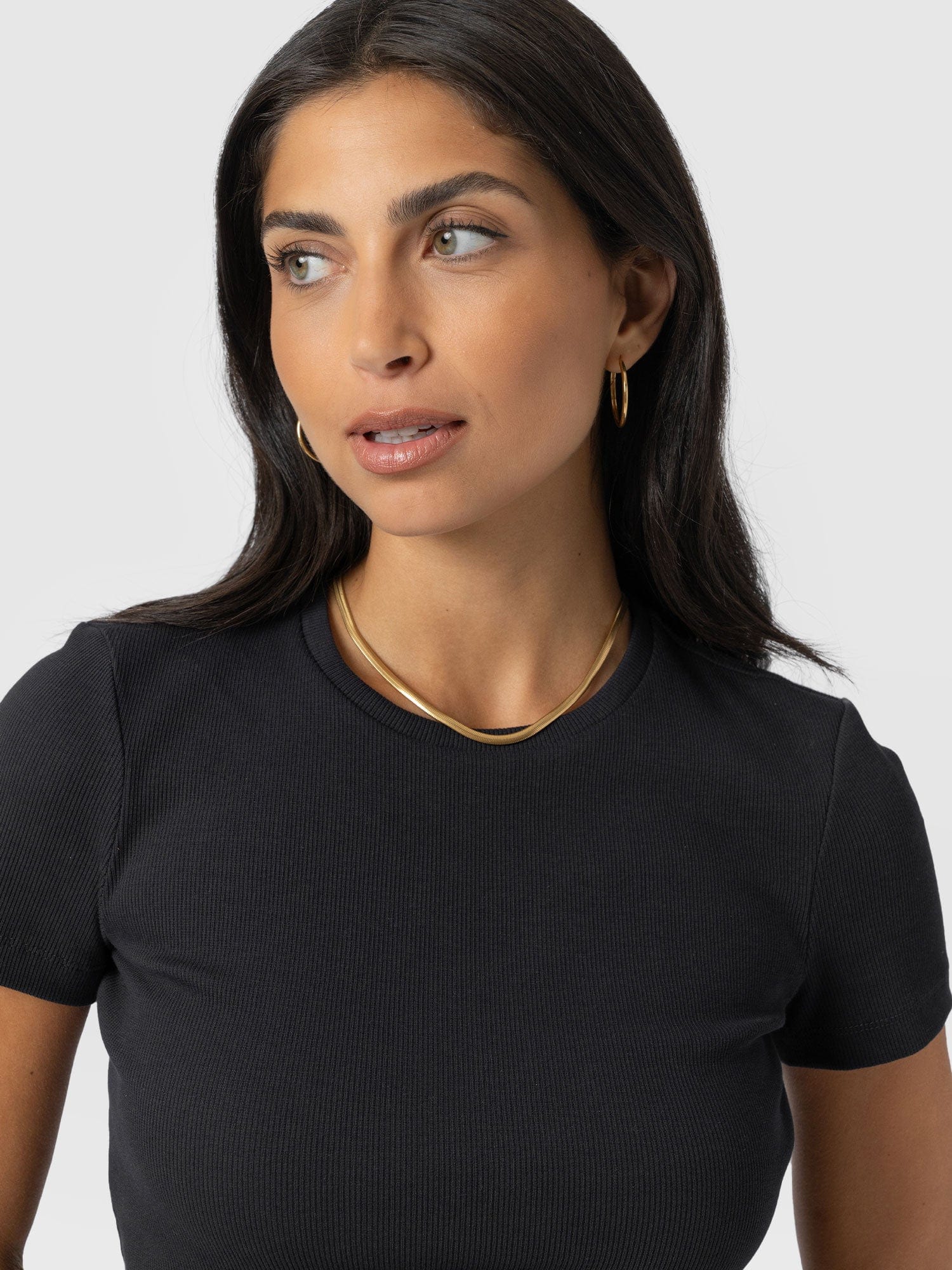 Ribbed Short Sleeve Tee - Black - Women's T-shirts | Saint + Sofia? EU