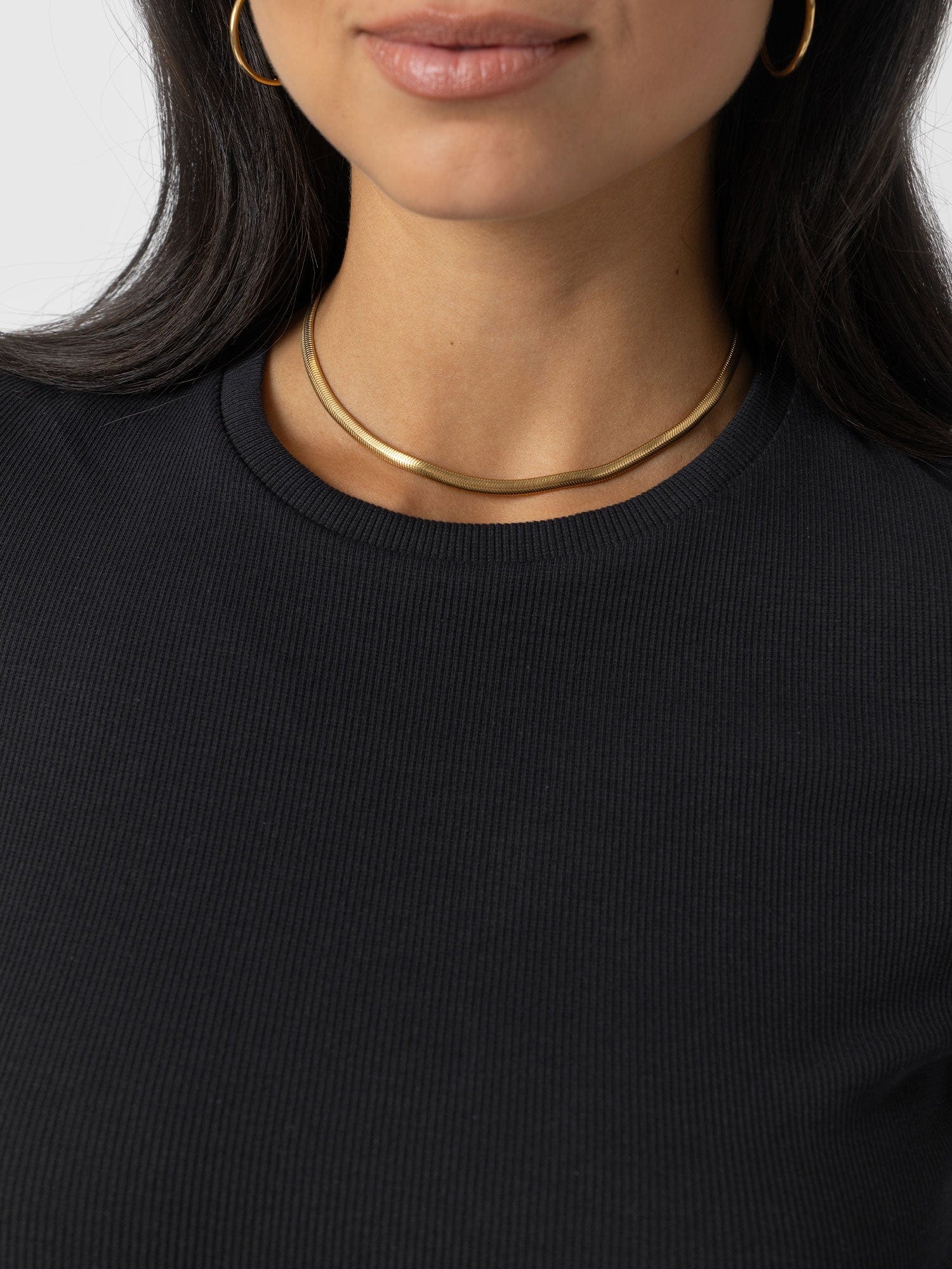 Ribbed Short Sleeve Tee - Black - Women's T-shirts | Saint + Sofia? EU