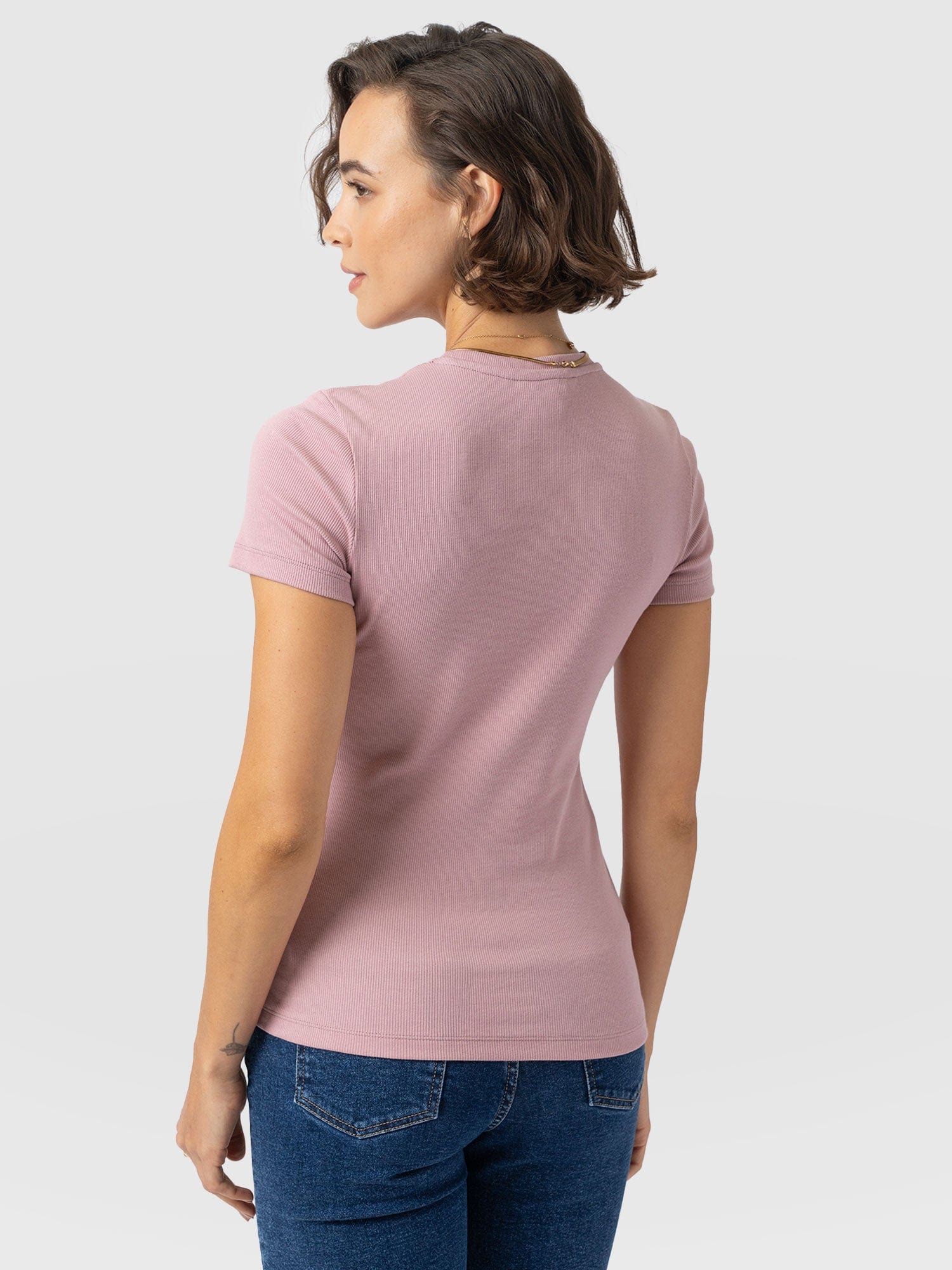 Ribbed Short Sleeve Tee - Pale Pink - Women's T-shirts | Saint + Sofia? EU