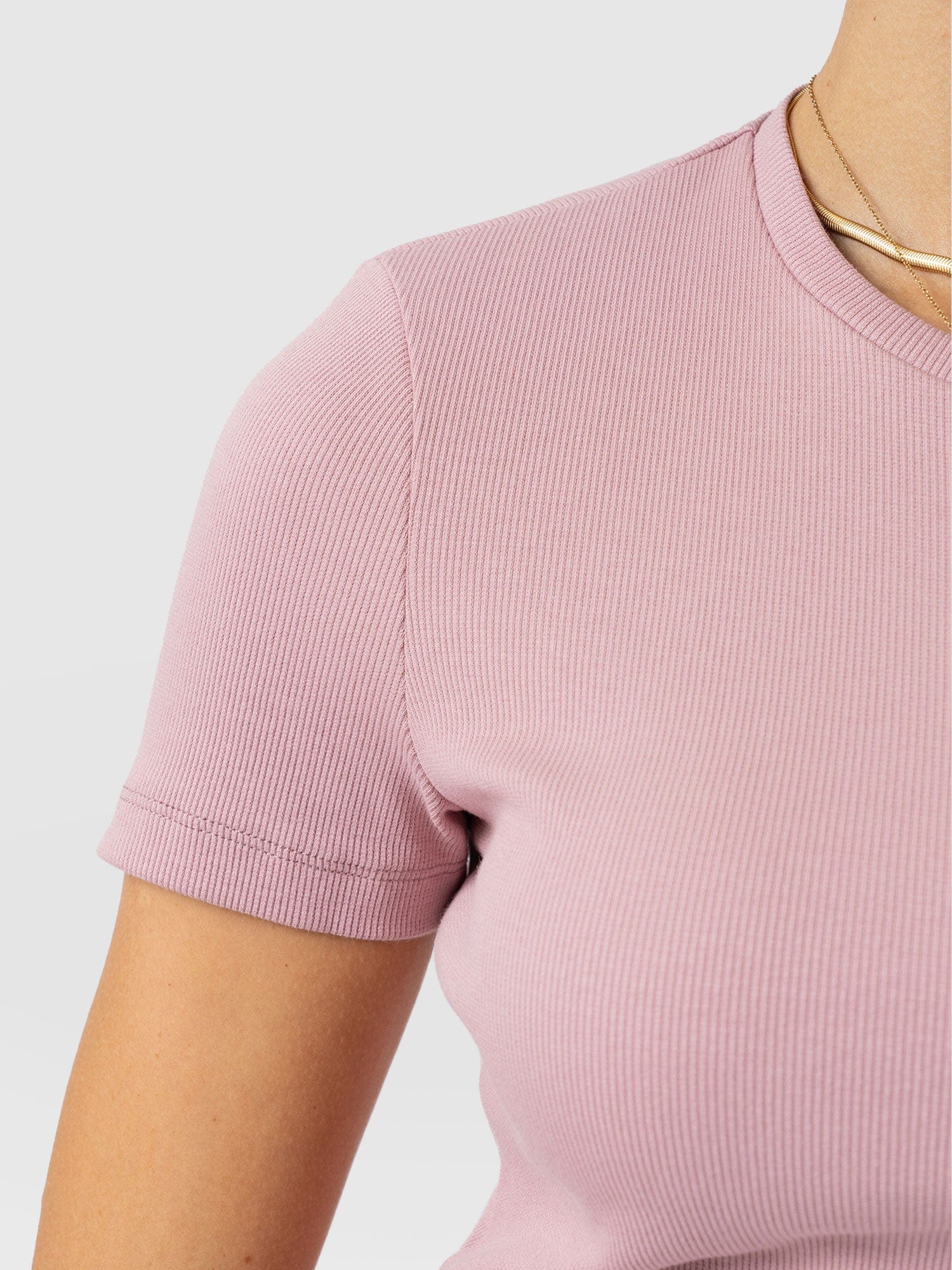 Ribbed Short Sleeve Tee - Pale Pink - Women's T-shirts | Saint + Sofia? EU