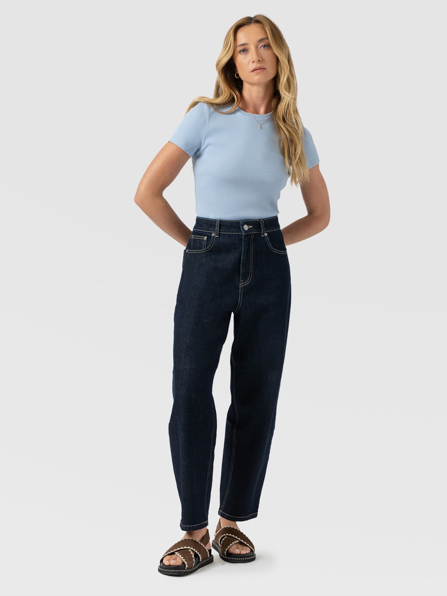 Ribbed Short Sleeve Tee - Powder Blue - Women's T-shirts | Saint + Sofia® EU