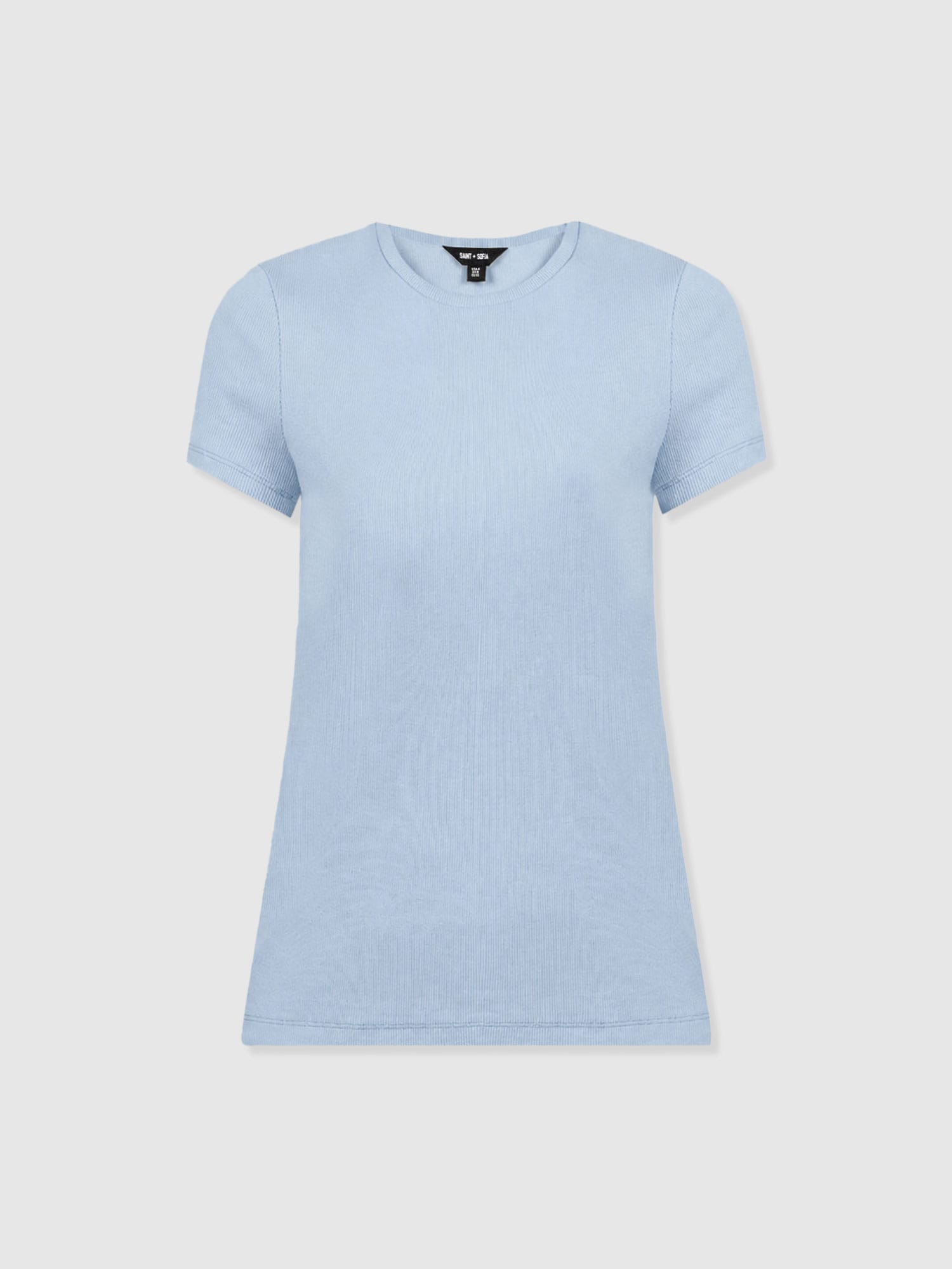Ribbed Short Sleeve Tee - Powder Blue - Women's T-shirts | Saint + Sofia® EU