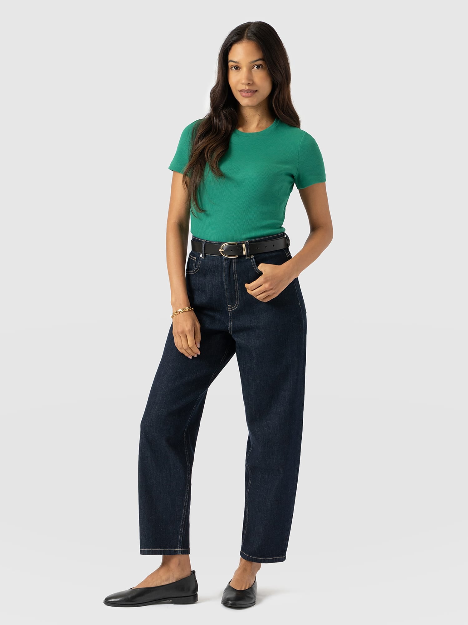 Ribbed Short Sleeve Tee - Sea Green - Women's T-shirts | Saint + Sofia® EU