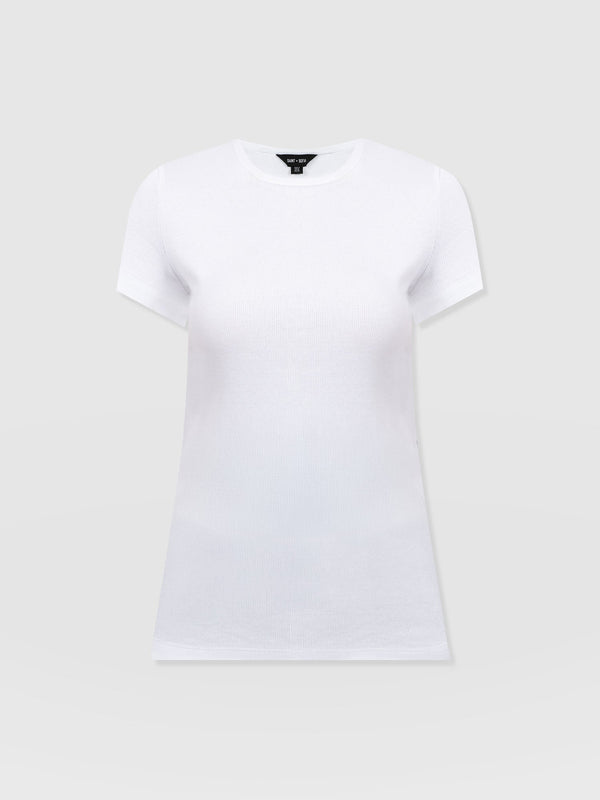 Ribbed Short Sleeve Tee - White - Women's T-shirts | Saint + Sofia? EU