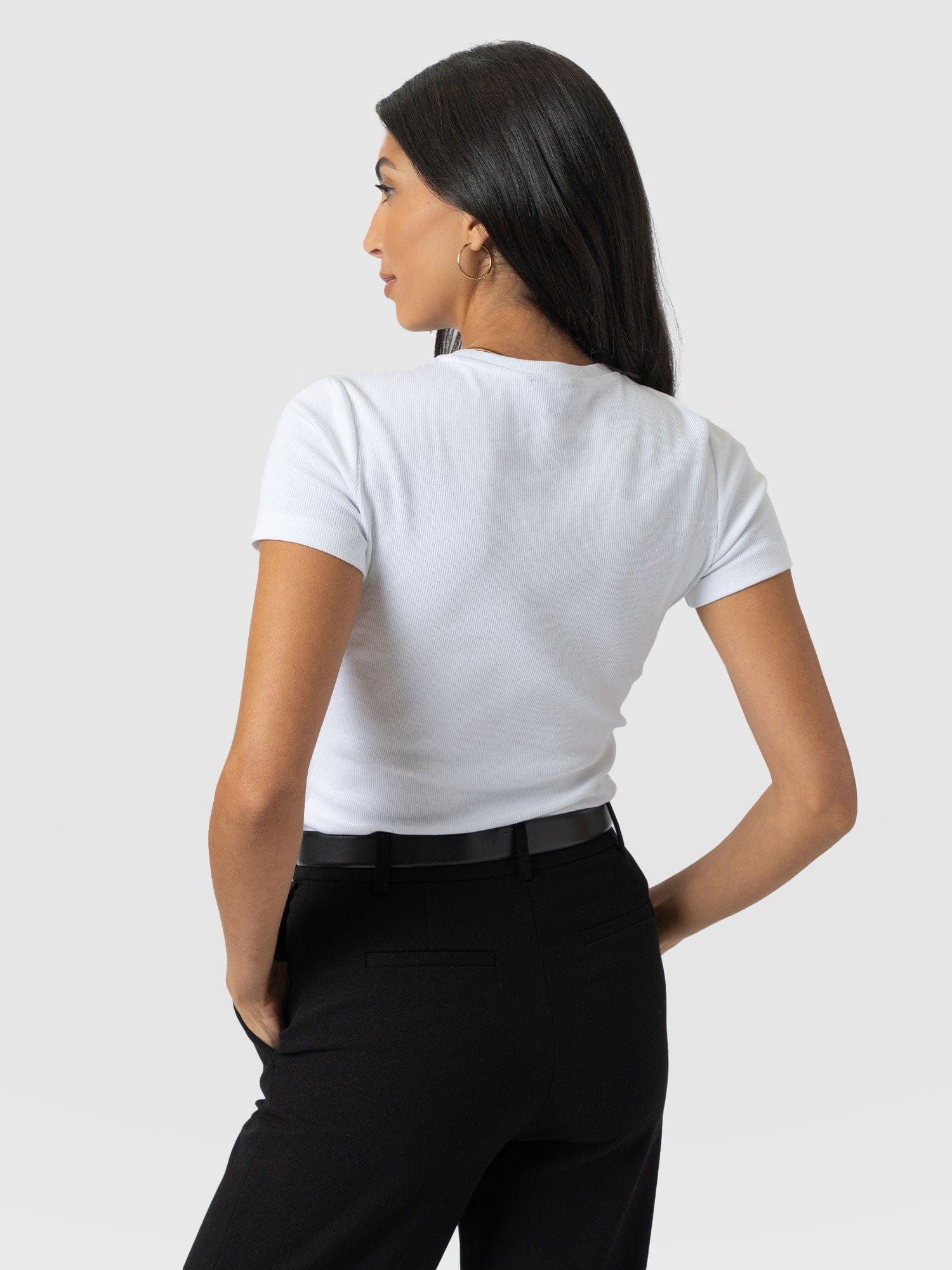 Ribbed Short Sleeve Tee - White - Women's T-shirts | Saint + Sofia? EU