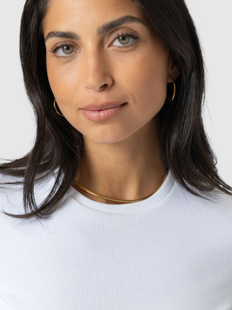 Ribbed Short Sleeve Tee - White - Women's T-shirts | Saint + Sofia? EU