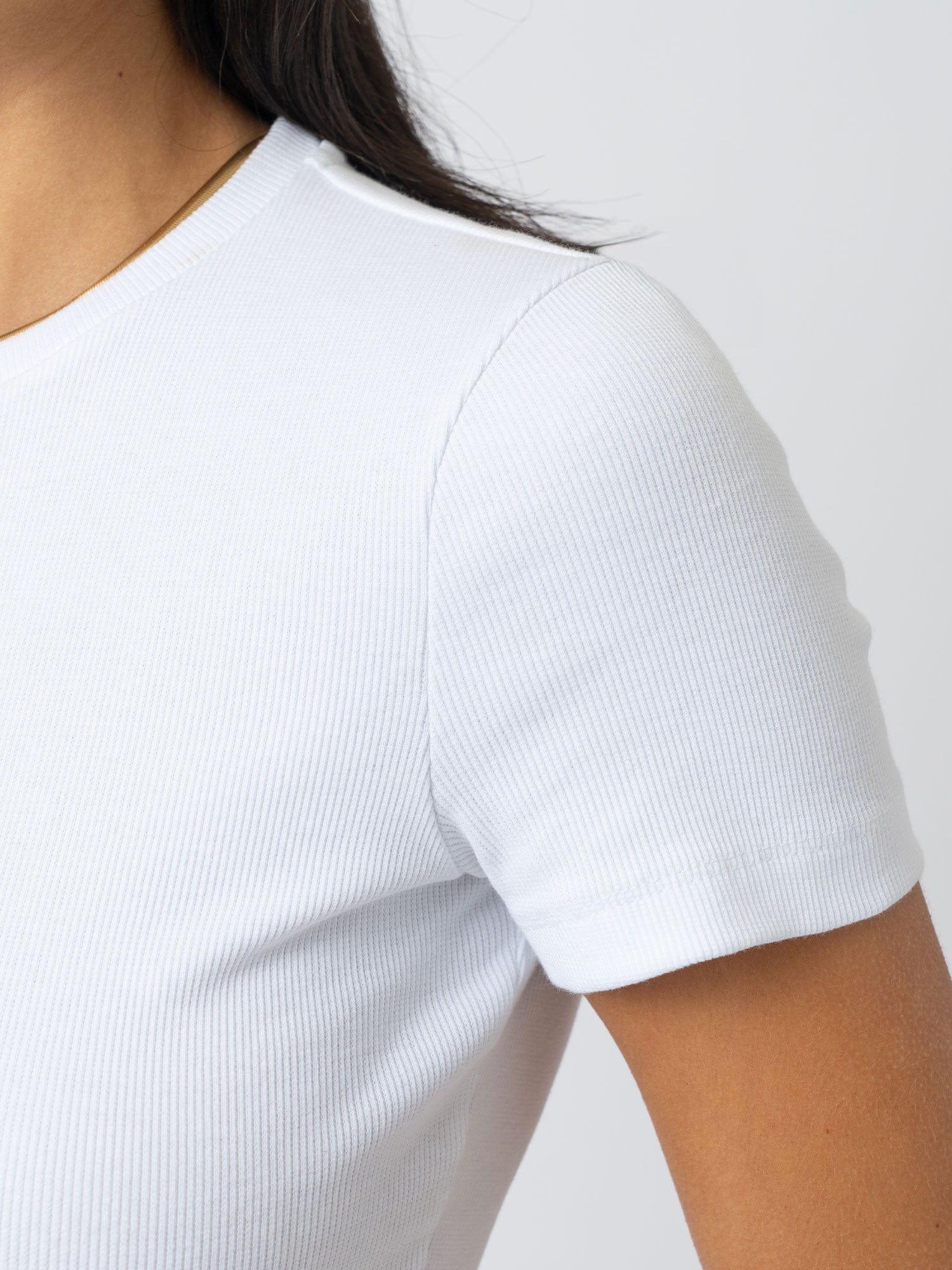 Ribbed Short Sleeve Tee - White - Women's T-shirts | Saint + Sofia? EU