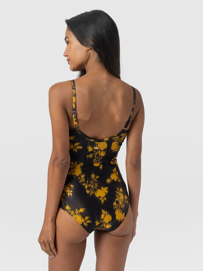 Riley Cross Front Swimsuit - Yellow Fade Floral - Women's Swimwear | Saint + Sofia® EU