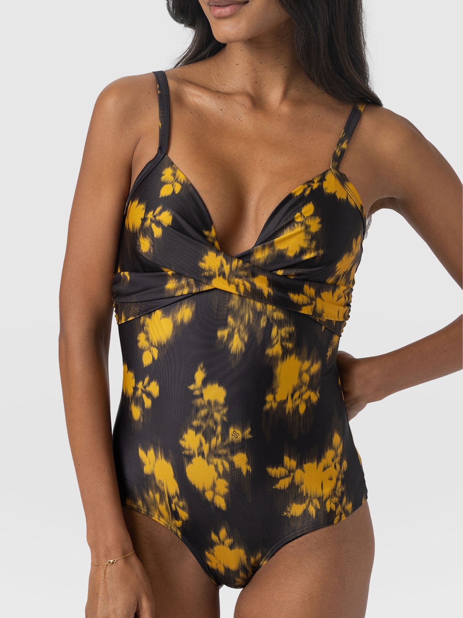 Riley Cross Front Swimsuit - Yellow Fade Floral - Women's Swimwear | Saint + Sofia® EU