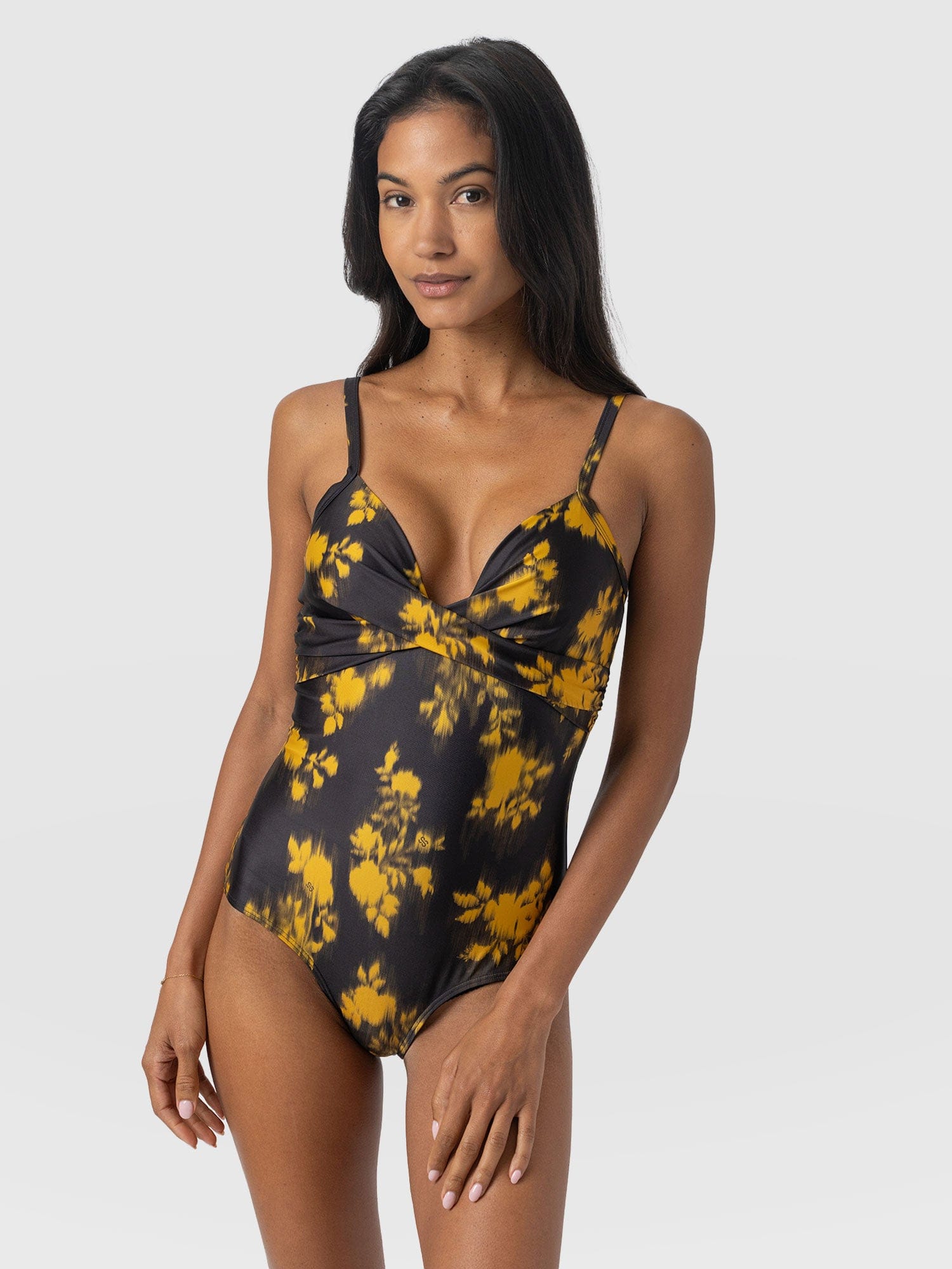 Riley Cross Front Swimsuit - Yellow Fade Floral - Women's Swimwear | Saint + Sofia® EU