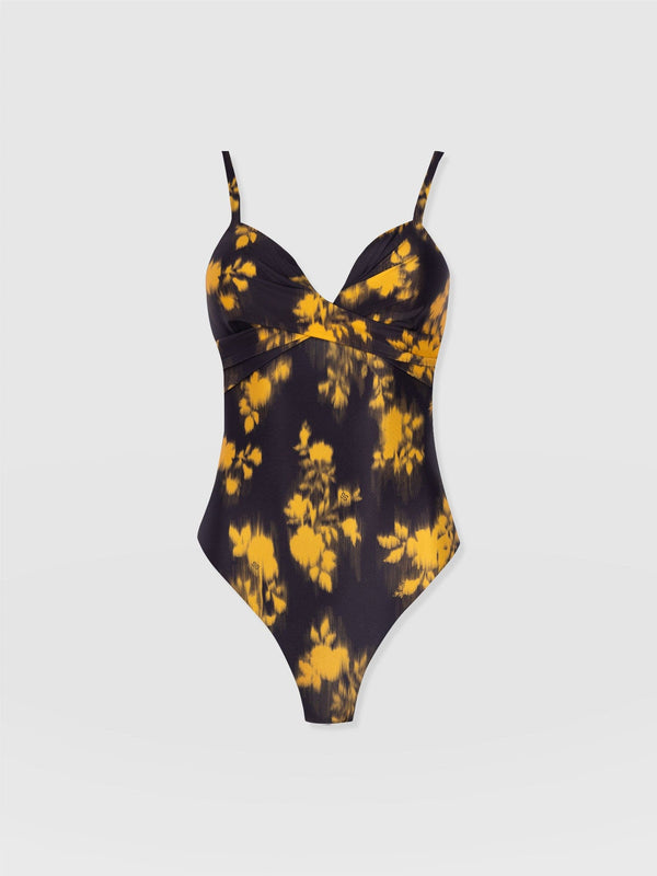 Riley Cross Front Swimsuit - Yellow Fade Floral - Women's Swimwear | Saint + Sofia® EU