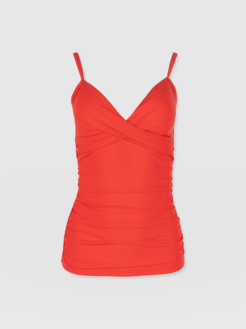 Riley Cross Front Tankini Top - Red - Women's Swimwear | Saint + Sofia® EU