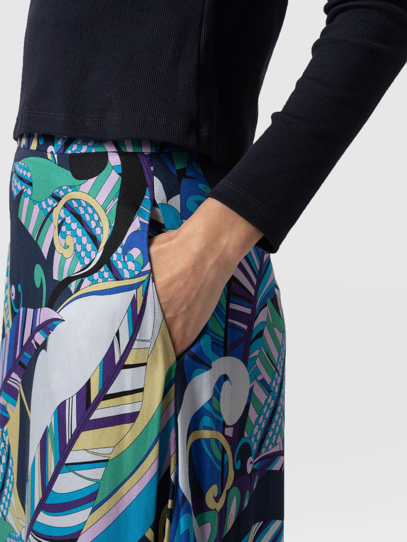 Riley Skirt Blue Palm - Women's Skirts | Saint + Sofia® EU