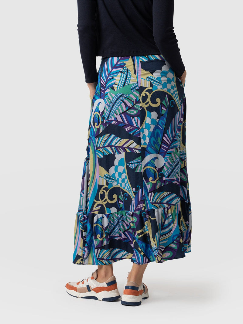 Riley Skirt Blue Palm - Women's Skirts | Saint + Sofia® EU