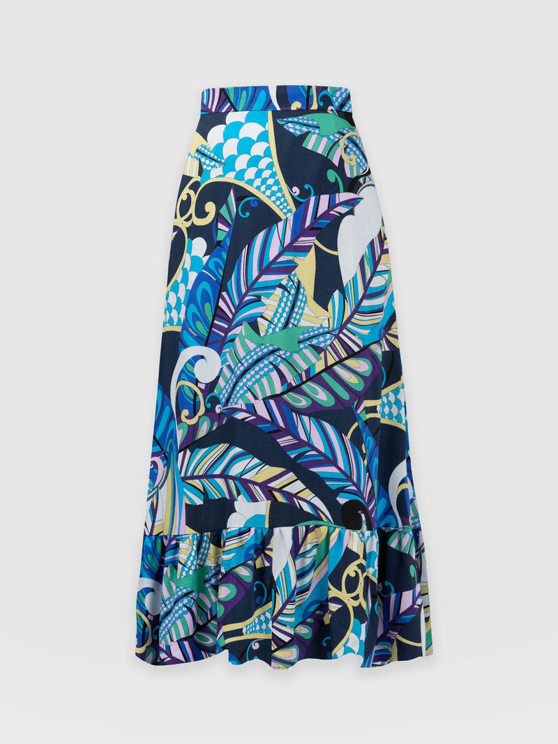 Riley Skirt Blue Palm - Women's Skirts | Saint + Sofia® EU