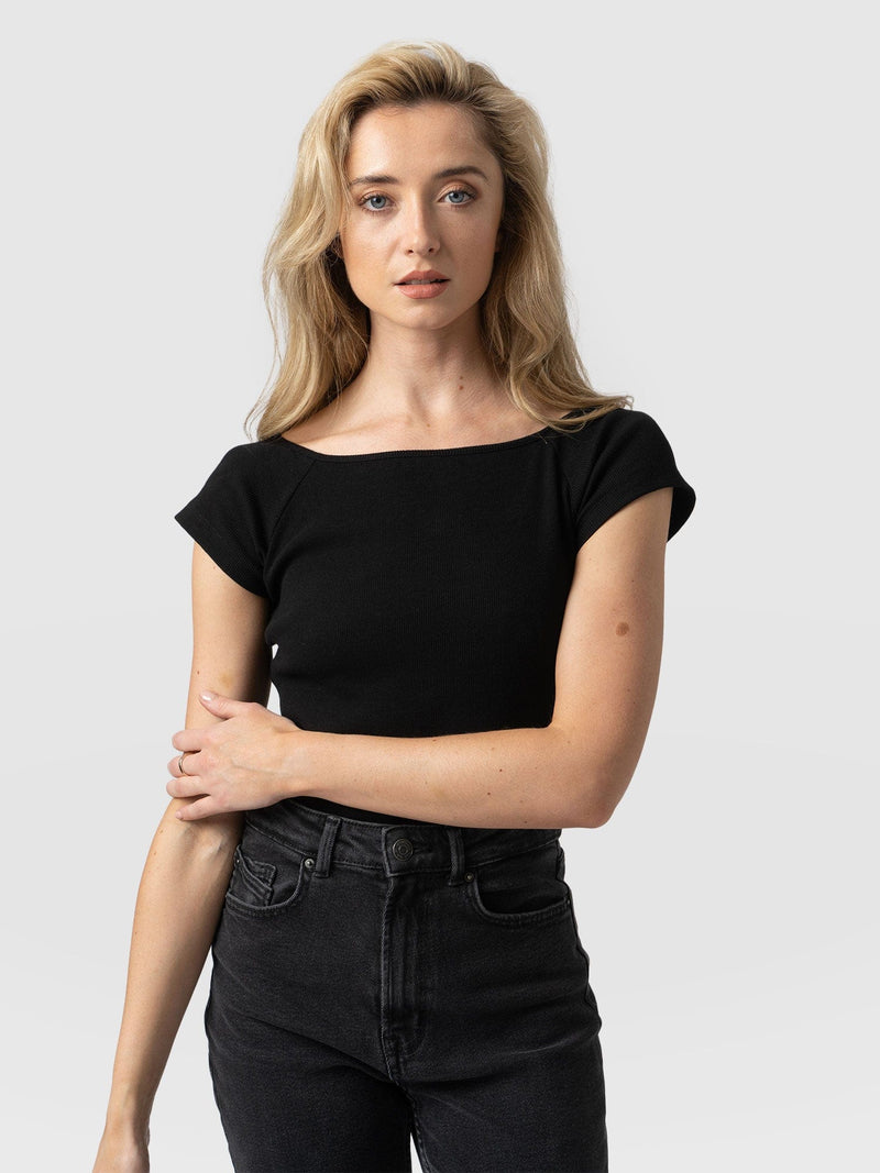 Riviera Tee Black - Women's T-shirts | Saint + Sofia® EU