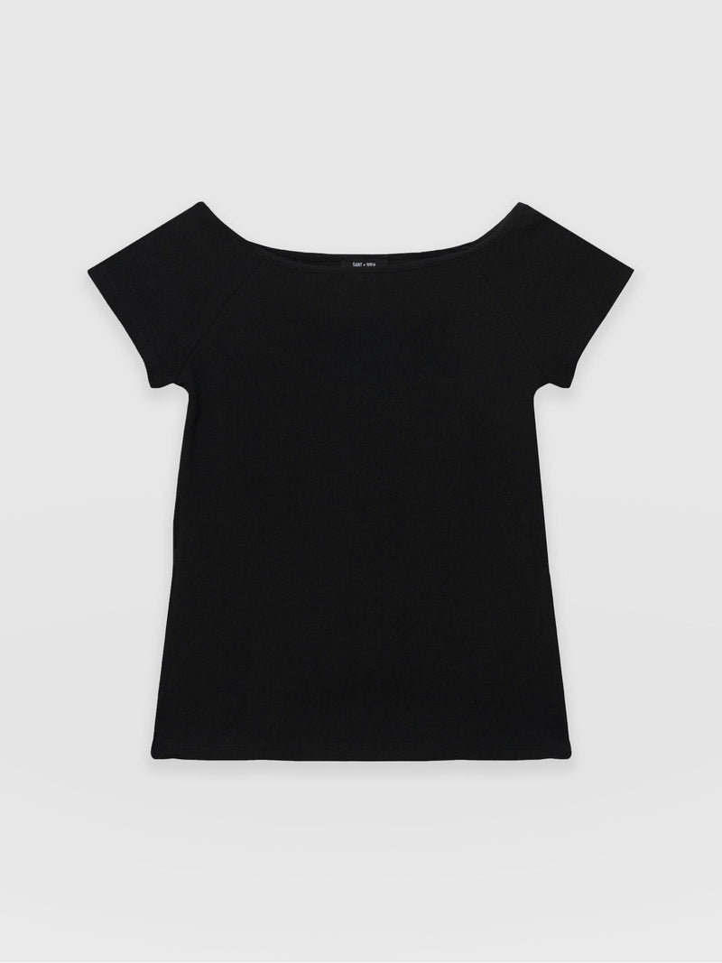 Riviera Tee Black - Women's T-shirts | Saint + Sofia® UK