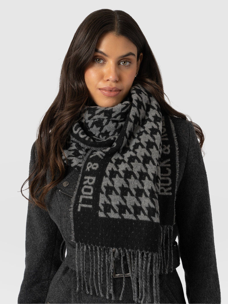 Rock Houndstooth Scarf Black/Grey - Women's Scarves | Saint + Sofia® EU