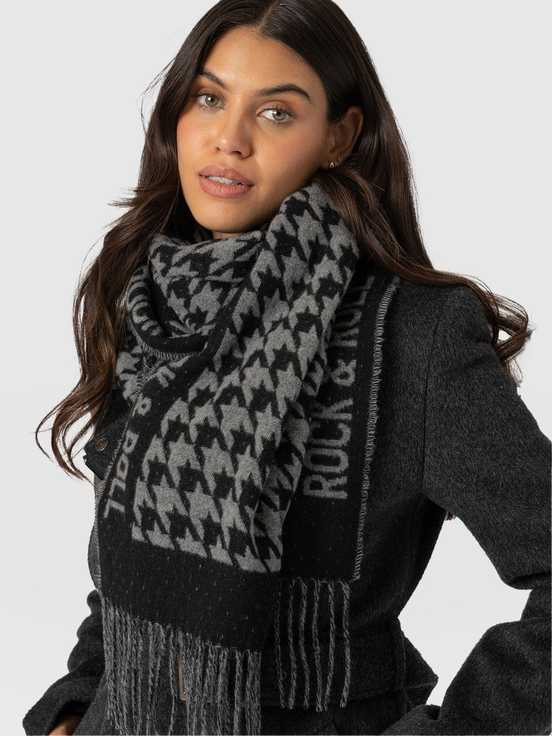 Rock Houndstooth Scarf Black/Grey - Women's Scarves | Saint + Sofia® EU