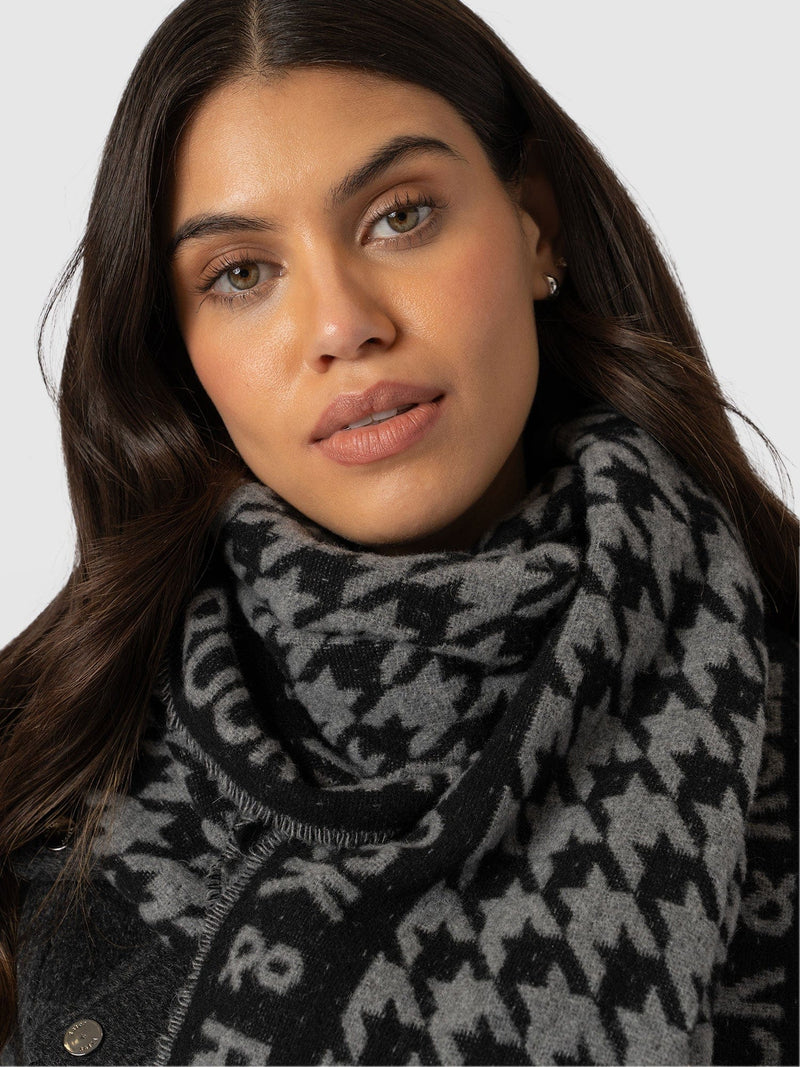 Rock Houndstooth Scarf Black/Grey - Women's Scarves | Saint + Sofia® EU