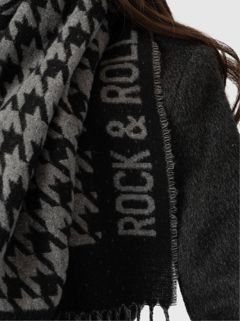 Rock Houndstooth Scarf Black/Grey - Women's Scarves | Saint + Sofia® EU