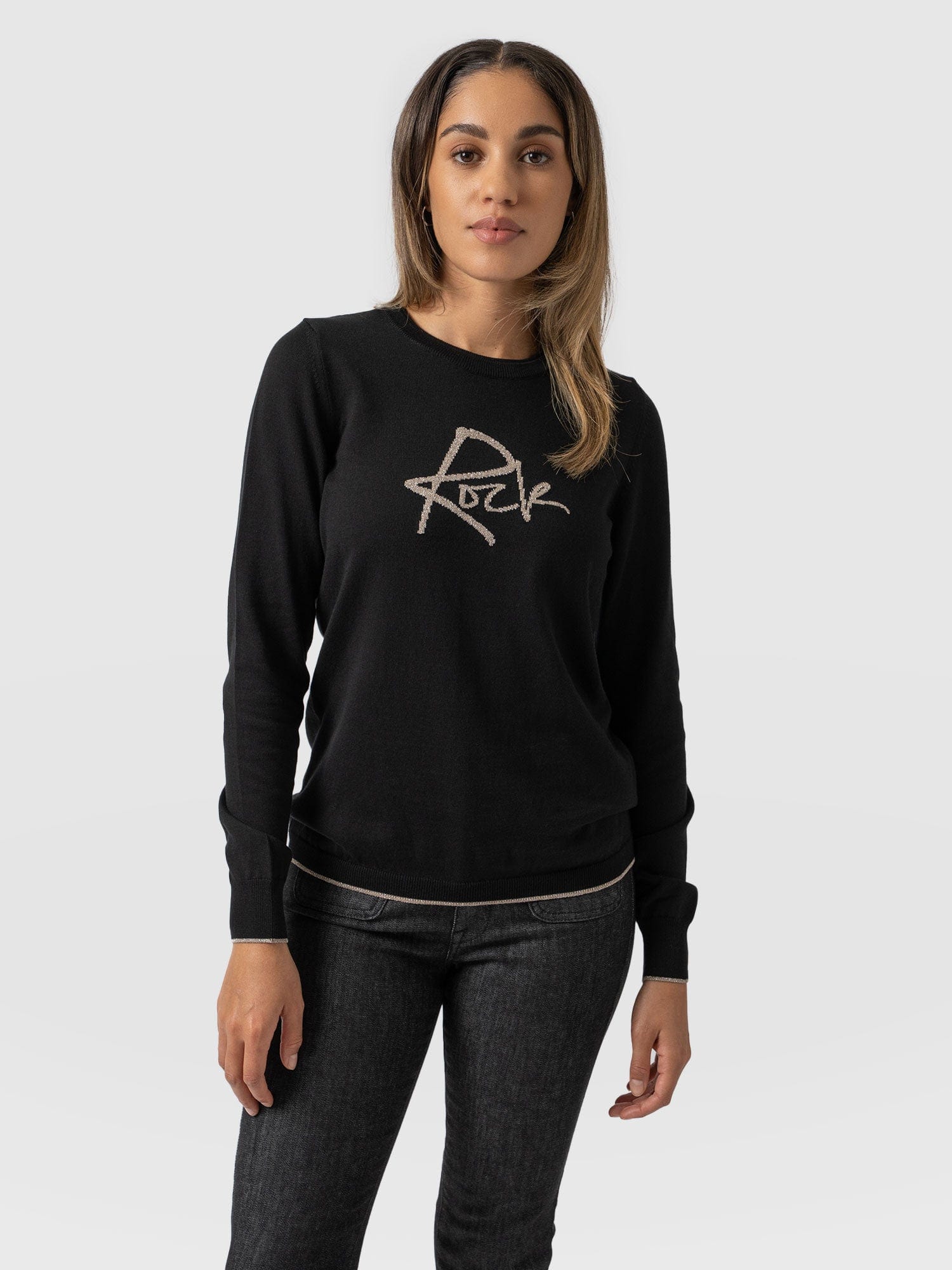 Rock Intarsia Jumper Black - Women's Jumper | Saint + Sofia® EU