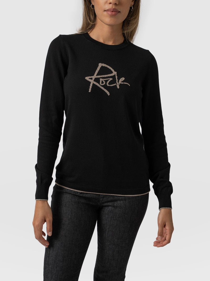 Rock Intarsia Jumper Black - Women's Jumper | Saint + Sofia® EU