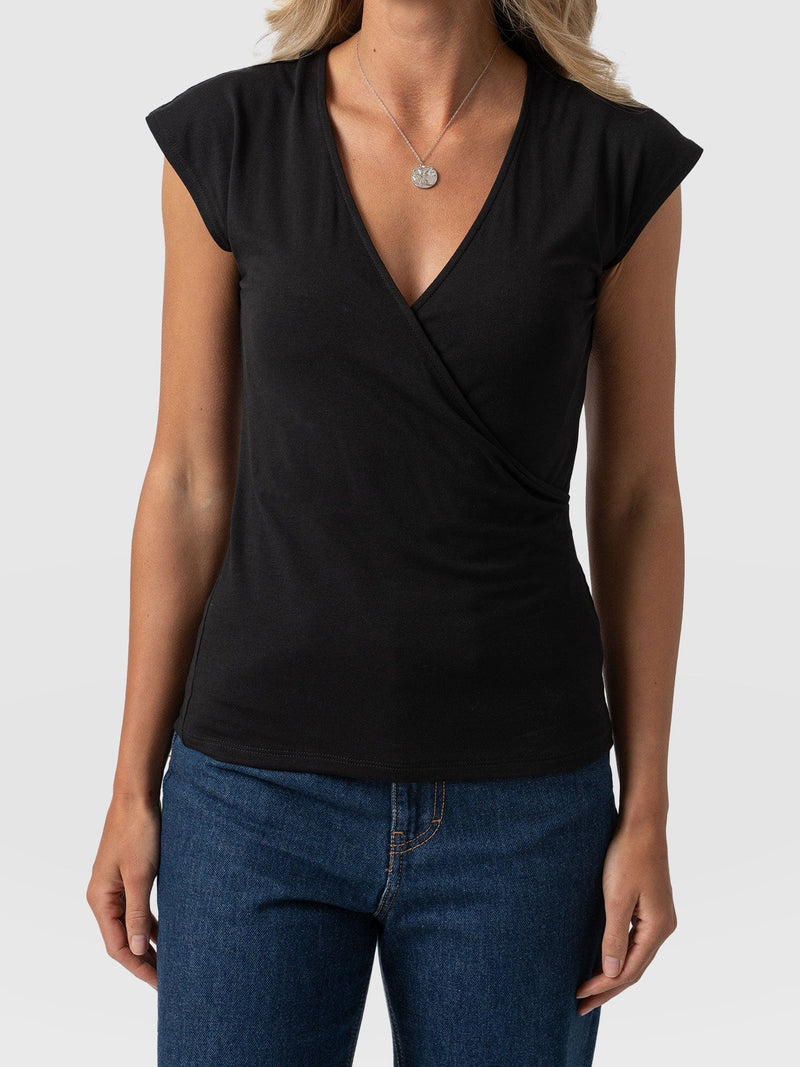 Rosa Wrap Tee Black - Women's T-shirts | Saint + Sofia® EU