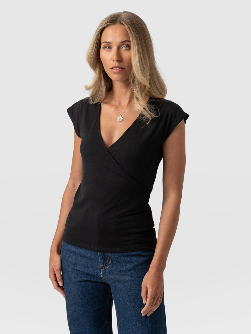 Rosa Wrap Tee Black - Women's T-shirts | Saint + Sofia® EU
