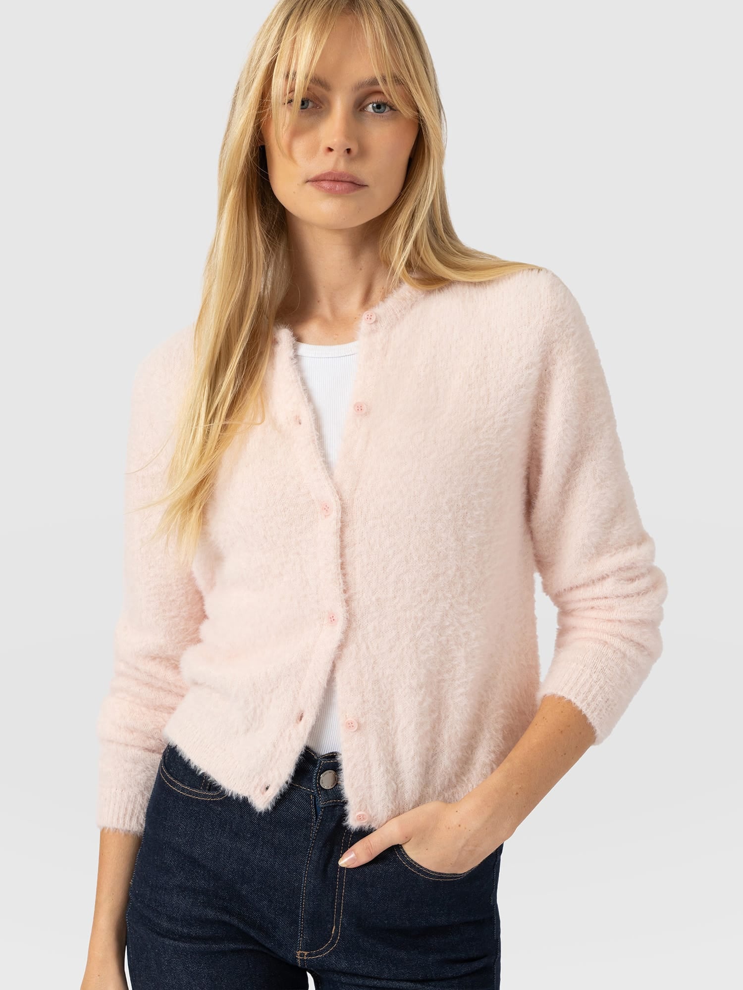 Rosalie Cardigan - Pale Pink - Women's Jumpers | Saint and Sofia® EU