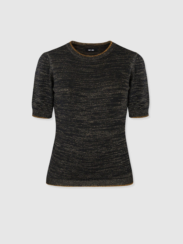 Roux Short Sleeve Knit - Gold - Women's Jumpers | Saint + Sofia® EU