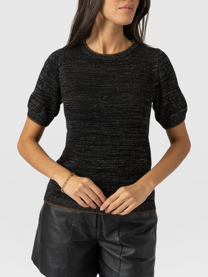 Roux Short Sleeve Knit - Gold - Women's Jumpers | Saint + Sofia® EU