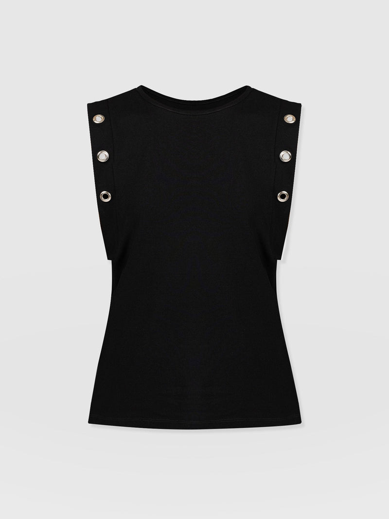 Rowan Tee Black Eyelet - Women's T-Shirts | Saint + Sofia® EU