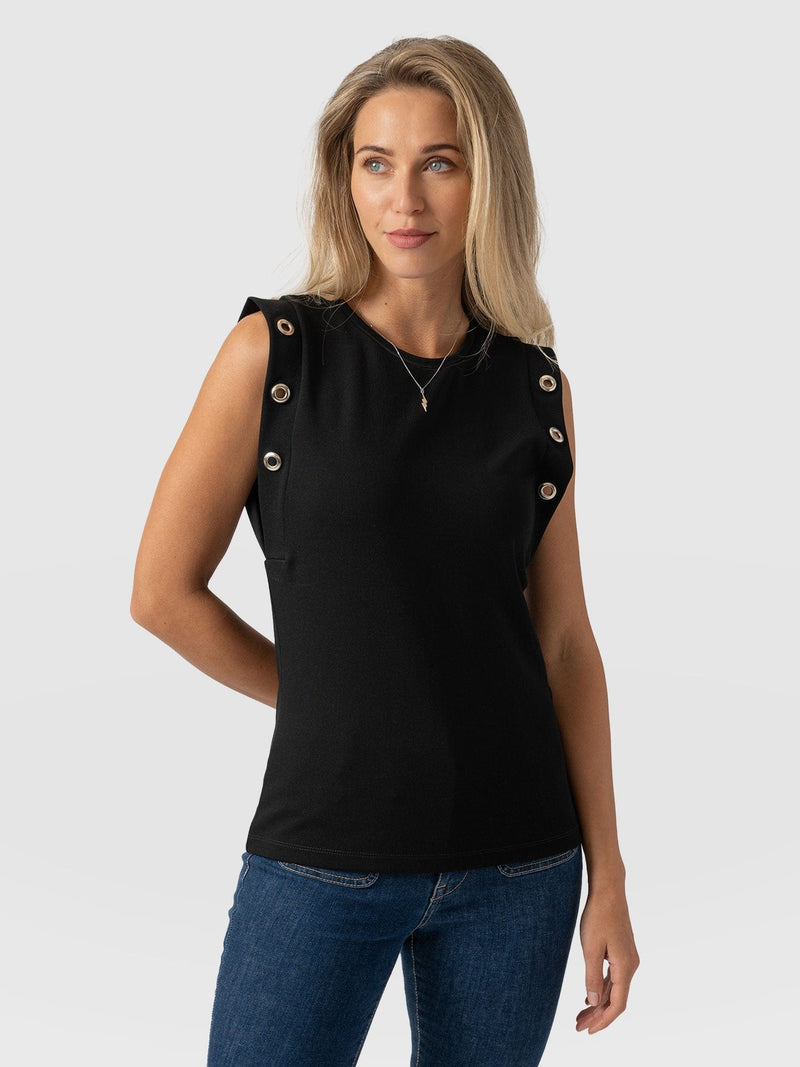 Rowan Tee Black Eyelet - Women's T-Shirts | Saint + Sofia® EU