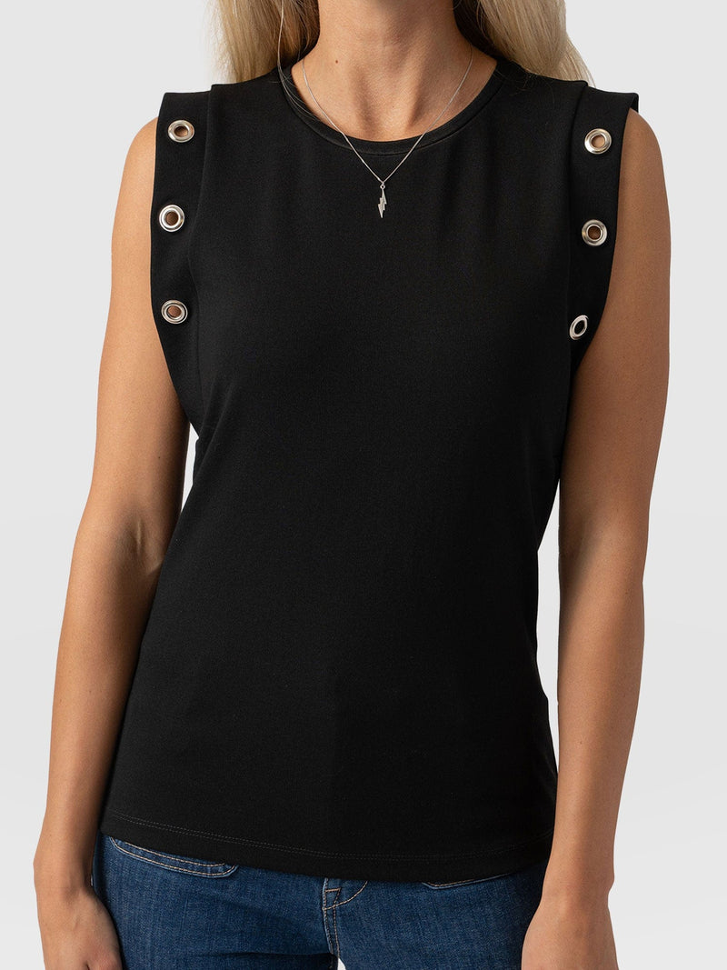 Rowan Tee Black Eyelet - Women's T-Shirts | Saint + Sofia® EU