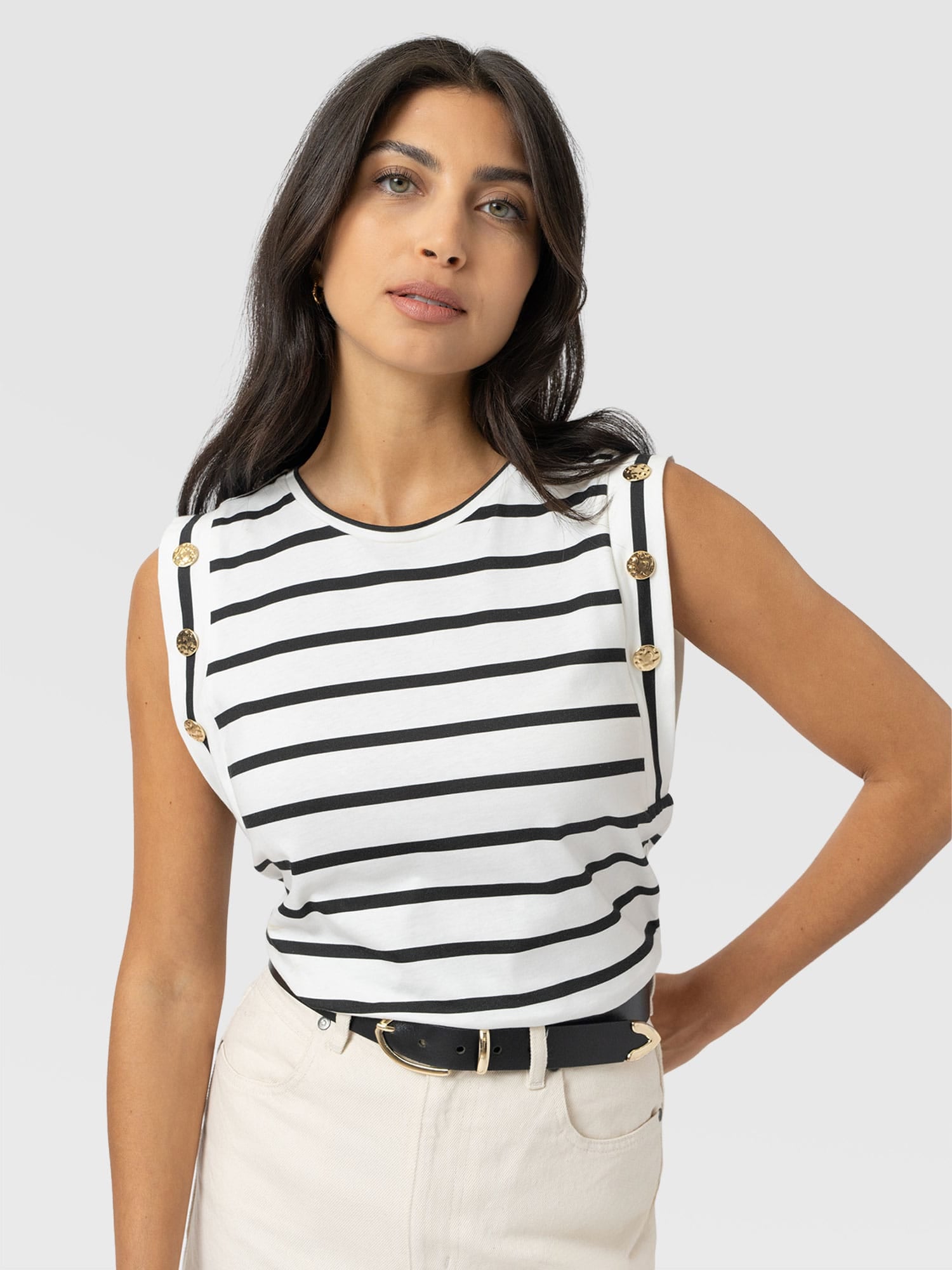 Rowan Tee - Black Stripe - Women's T-shirts | Saint + Sofia® EU