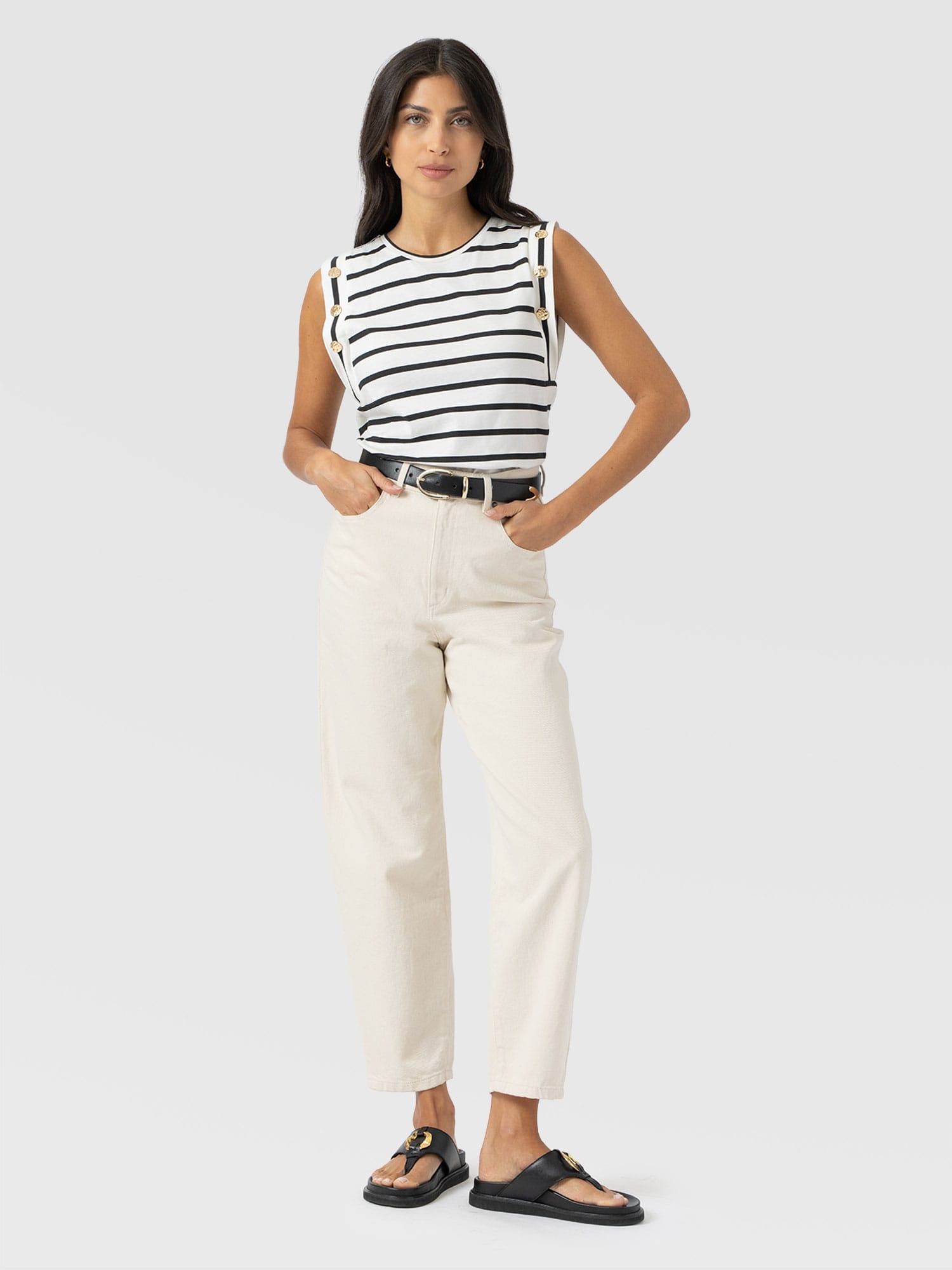 Rowan Tee - Black Stripe - Women's T-shirts | Saint + Sofia® EU
