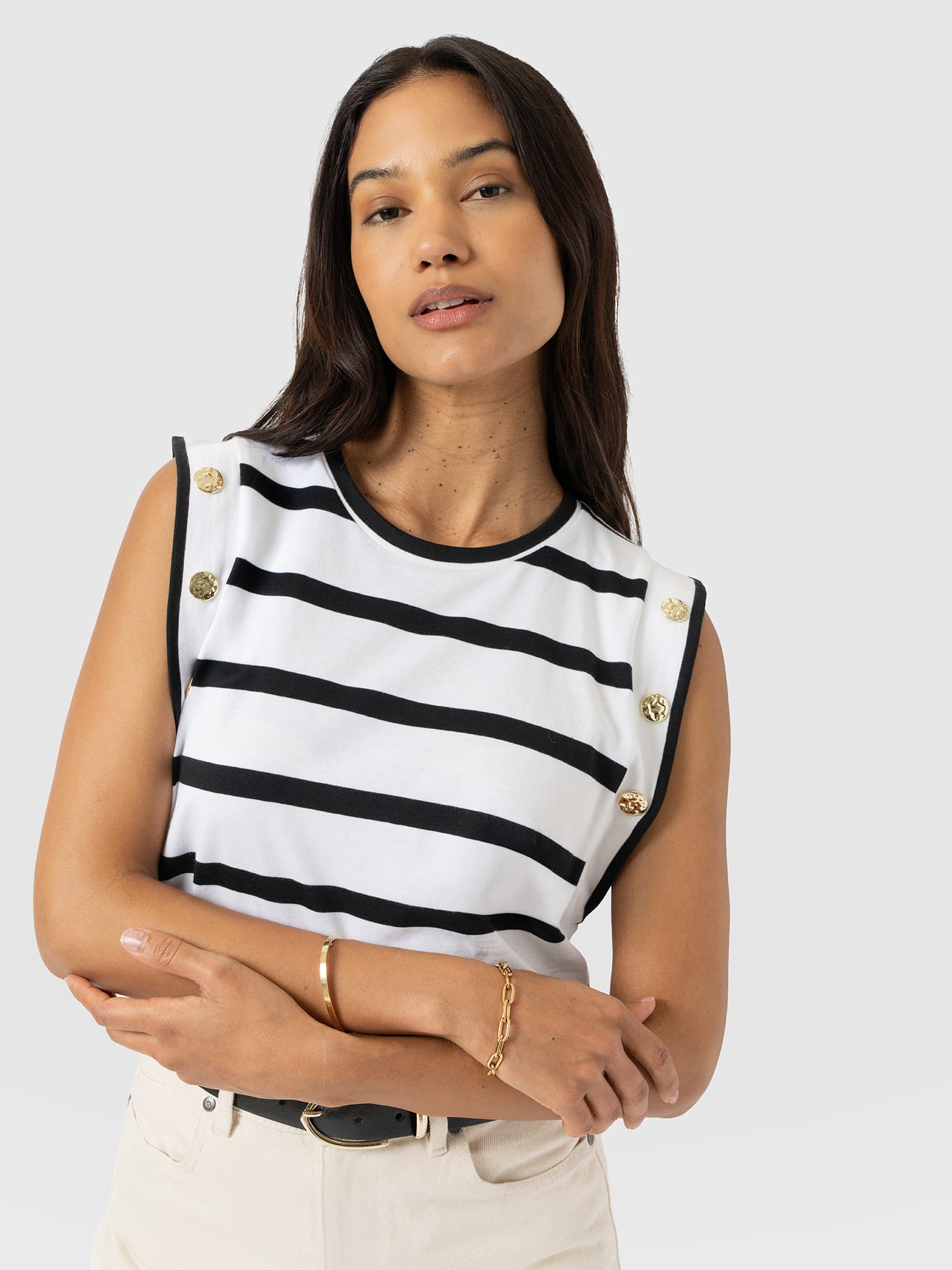 Rowan Tee - Black Stripe - Women's T-shirts | Saint + Sofia® EU