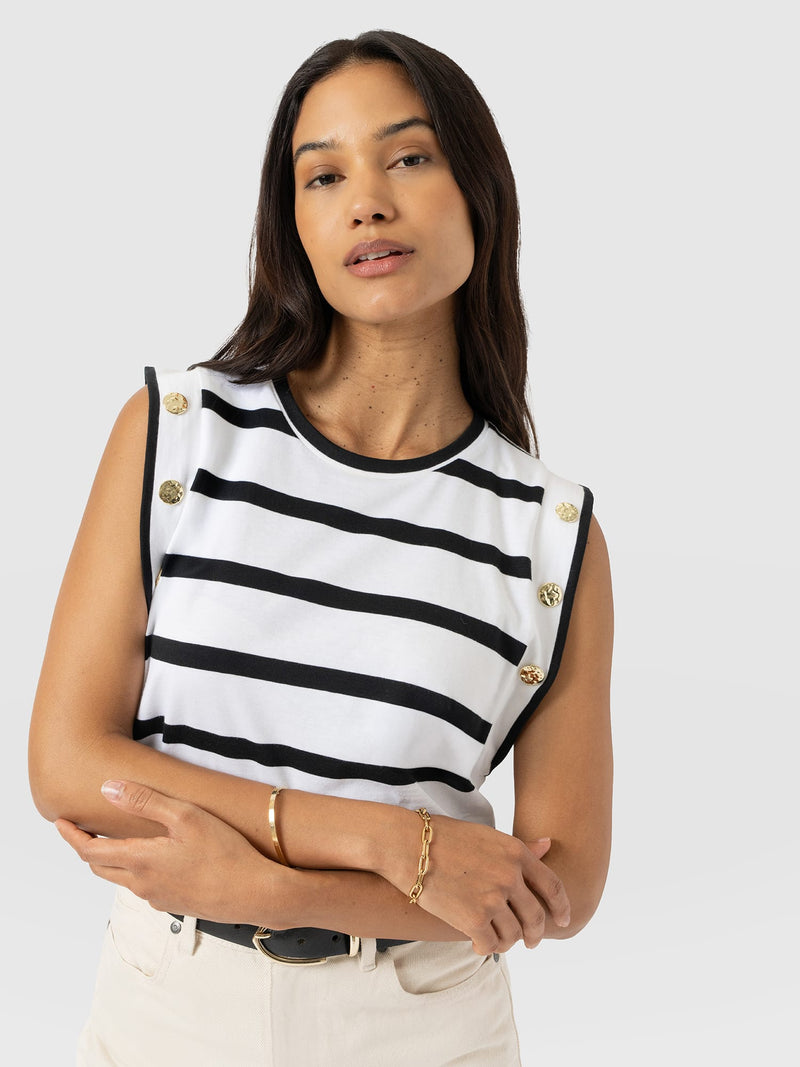 Rowan Tee - Black Stripe - Women's T-shirts | Saint + Sofia® EU