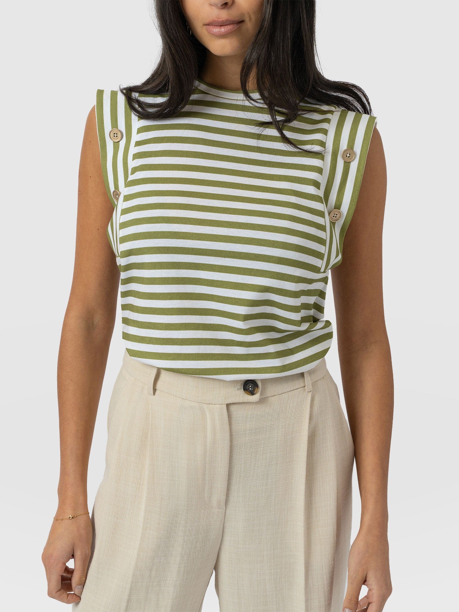 Rowan Tee - Green Stripe - Women's T-Shirts | Saint + Sofia® EU