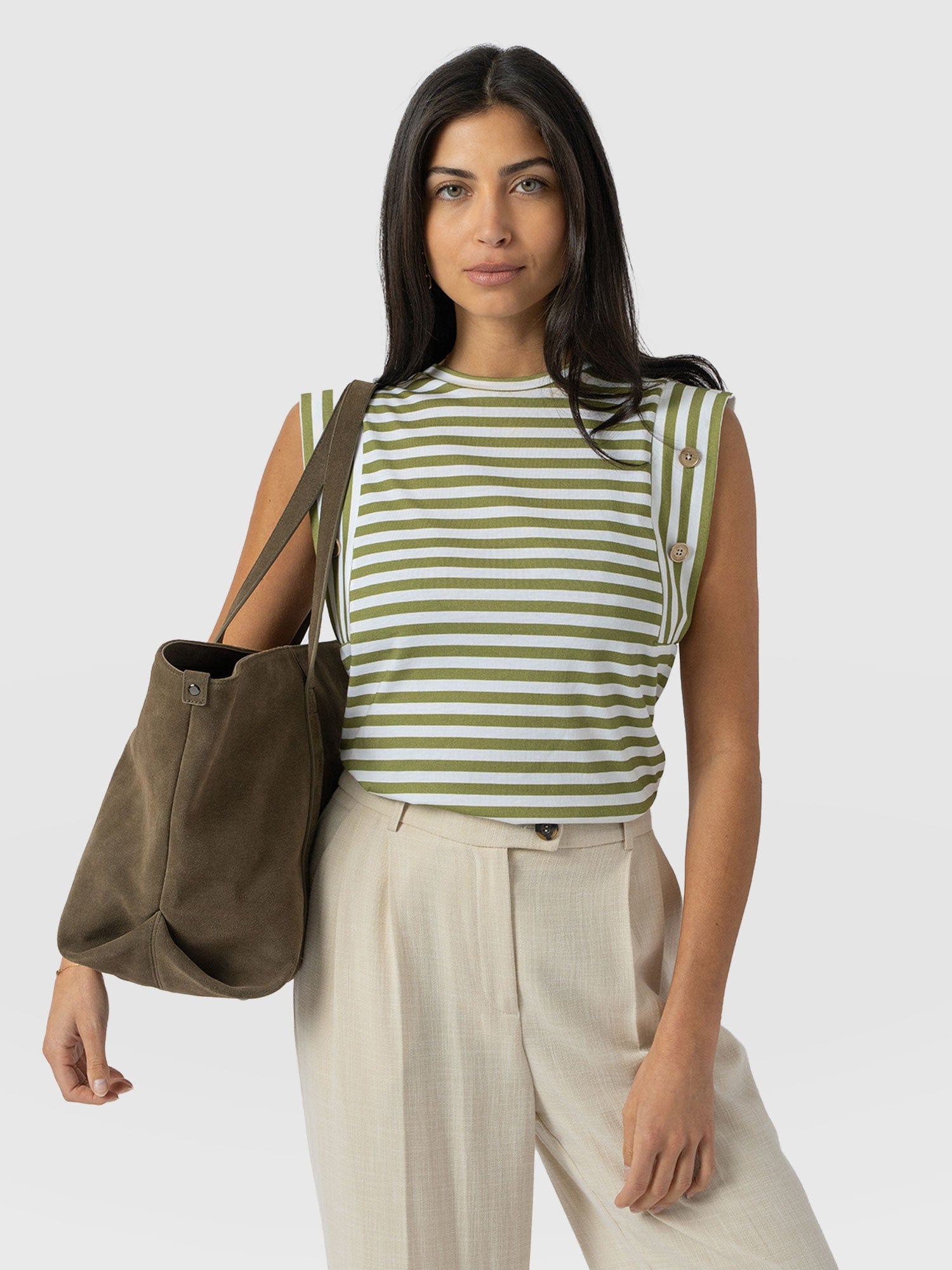 Rowan Tee - Green Stripe - Women's T-Shirts | Saint + Sofia® EU